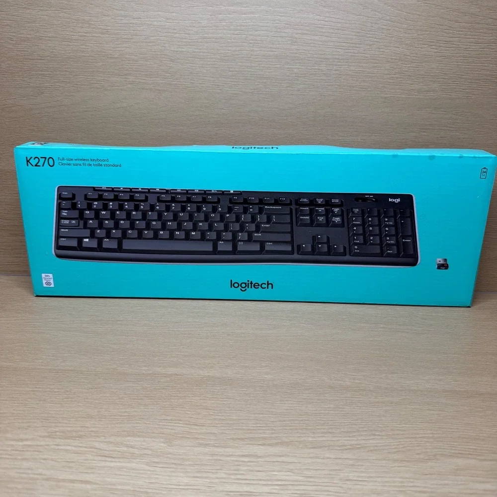Logitech K270 Full-Size Wireless Keyboard Black USB Unifying Receiver New NIB